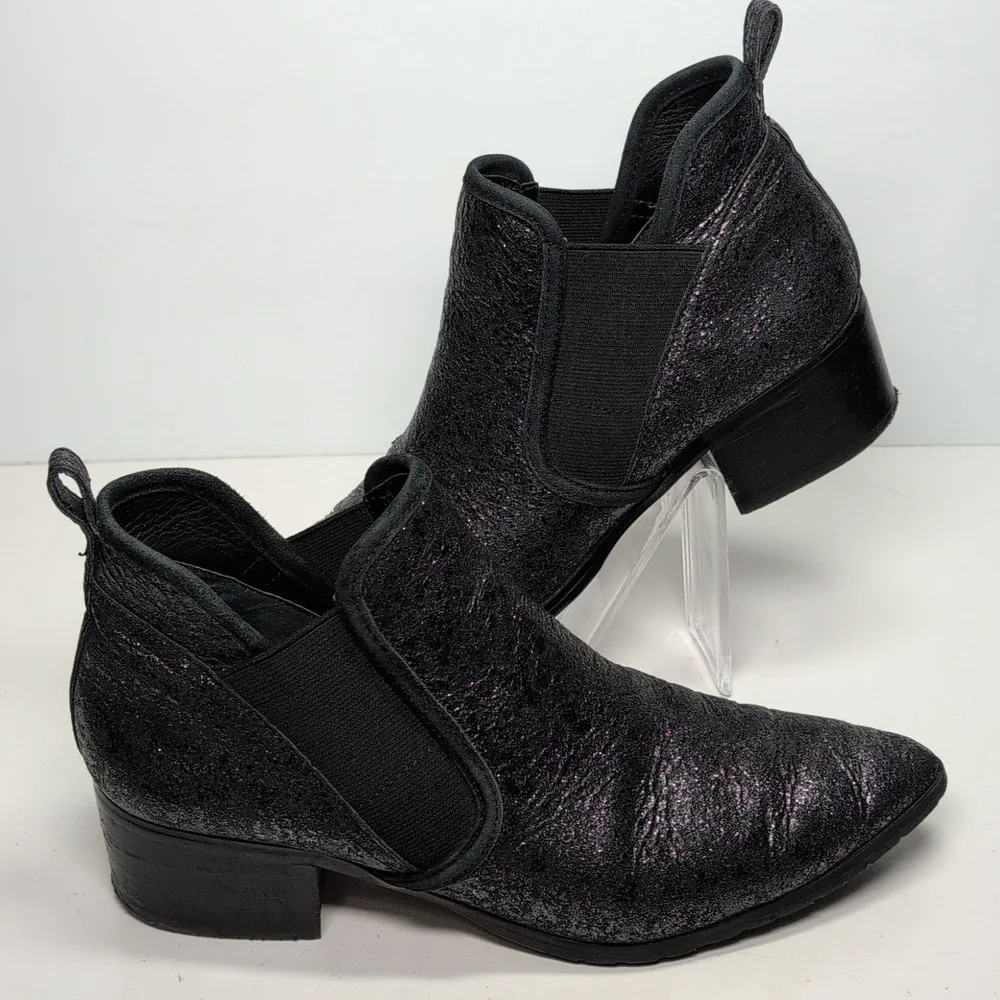 Donald Pliner Darla black glitter ankle boorie boots womans size 6.5